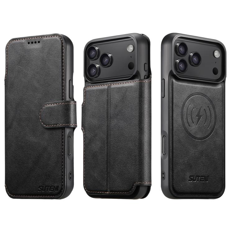 For iPhone 17 Pro Max Suteni Q05 2-in-1 Multi-function Detachable Wallet MagSafe Phone Case(Black) - iPhone 17 Pro Max Cases by Suteni | Online Shopping UK | buy2fix