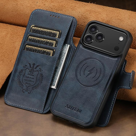 For iPhone 17 Pro Max Suteni Q05 2-in-1 Multi-function Detachable Wallet MagSafe Phone Case(Blue) - iPhone 17 Pro Max Cases by Suteni | Online Shopping UK | buy2fix