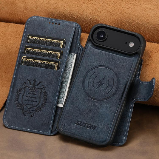 For iPhone 17 Air Suteni Q05 2-in-1 Multi-function Detachable Wallet MagSafe Phone Case(Blue) - iPhone 17 Air Cases by Suteni | Online Shopping UK | buy2fix