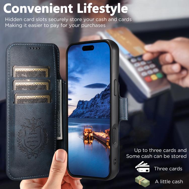 For iPhone 17 Air Suteni Q05 2-in-1 Multi-function Detachable Wallet MagSafe Phone Case(Blue) - iPhone 17 Air Cases by Suteni | Online Shopping UK | buy2fix