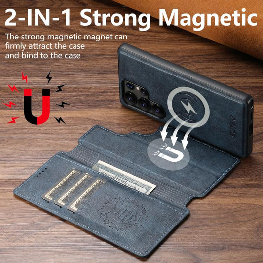 For Samsung Galaxy S24 Ultra 5G Suteni Q05 2-in-1 Multi-function Detachable Wallet MagSafe Phone Case(Blue) - Galaxy S24 Ultra 5G Cases by Suteni | Online Shopping UK | buy2fix