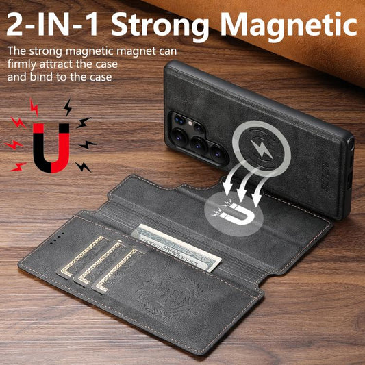 For Samsung Galaxy S22 Ultra 5G Suteni Q05 2-in-1 Multi-function Detachable Wallet MagSafe Phone Case(Black) - Galaxy S22 Ultra 5G Cases by Suteni | Online Shopping UK | buy2fix