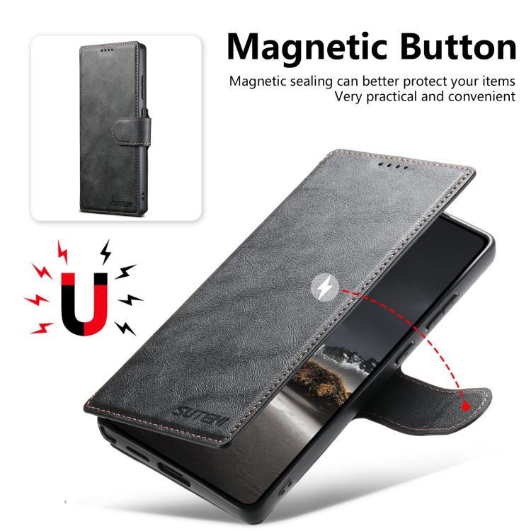 For Samsung Galaxy S22 Ultra 5G Suteni Q05 2-in-1 Multi-function Detachable Wallet MagSafe Phone Case(Black) - Galaxy S22 Ultra 5G Cases by Suteni | Online Shopping UK | buy2fix