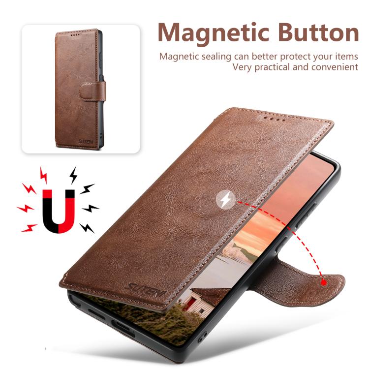 For Samsung Galaxy S22 Ultra 5G Suteni Q05 2-in-1 Multi-function Detachable Wallet MagSafe Phone Case(Brown) - Galaxy S22 Ultra 5G Cases by Suteni | Online Shopping UK | buy2fix