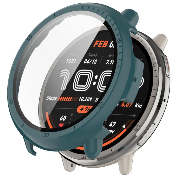 For Amazfit Active 2 A2437 Tempered Film Integrated PC Watch Protective Case(Pine Green) - Watch Cases by buy2fix | Online Shopping UK | buy2fix