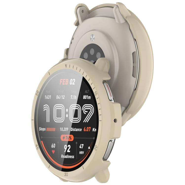 For Amazfit Active 2 A2437 Tempered Film Integrated PC Watch Protective Case(Ivory White) - Watch Cases by buy2fix | Online Shopping UK | buy2fix