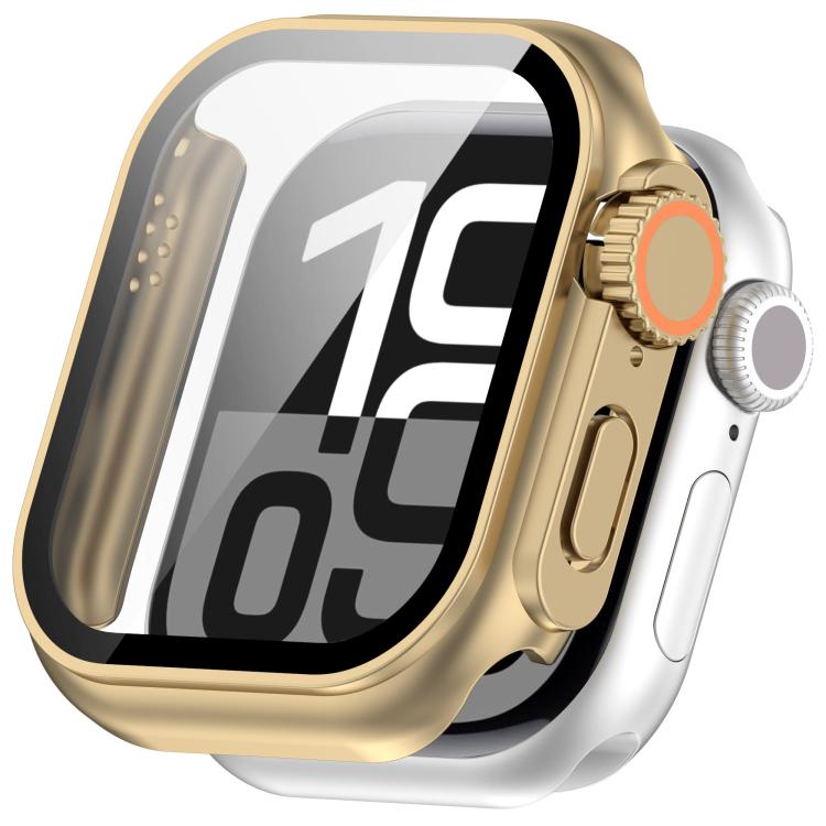 For Apple Watch Series 6/5/4/SE/SE2 44mm Change to Ultra 49mm Tempered Film Integrated PC Button Watch Case(Champagne Gold) - Watch Cases by buy2fix | Online Shopping UK | buy2fix