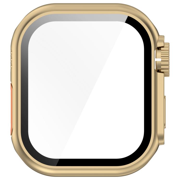For Apple Watch Series 6/5/4/SE/SE2 44mm Change to Ultra 49mm Tempered Film Integrated PC Button Watch Case(Champagne Gold) - Watch Cases by buy2fix | Online Shopping UK | buy2fix