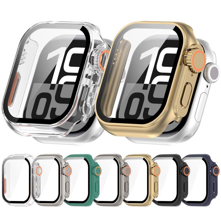 For Apple Watch Series 10 46mm Change to Ultra 49mm Tempered Film Integrated PC Button Watch Case(Titanium Steel Color) - Watch Cases by buy2fix | Online Shopping UK | buy2fix