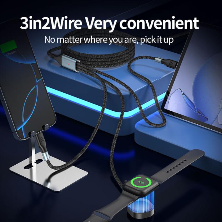 1.2m 2-in-3 100W PD Fast Charging Date Cable for Phone and Watch - Multifunction Cable by buy2fix | Online Shopping UK | buy2fix