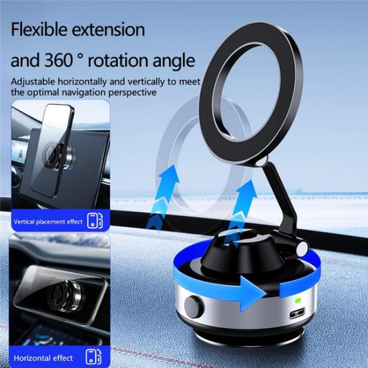 X98 Magnetic Vacuum Suction Electric Absorption Cellphone Stand Desktop Car Phone Holder(Silver) - Universal Car Holders by buy2fix | Online Shopping UK | buy2fix