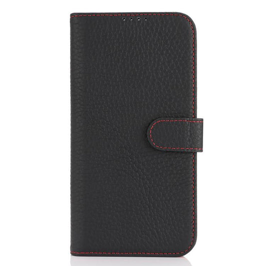For iPhone 16 Plus Genuine Leather Card Wallet MagSafe Phone Case(Litchi Black) - iPhone 16 Plus Cases by buy2fix | Online Shopping UK | buy2fix