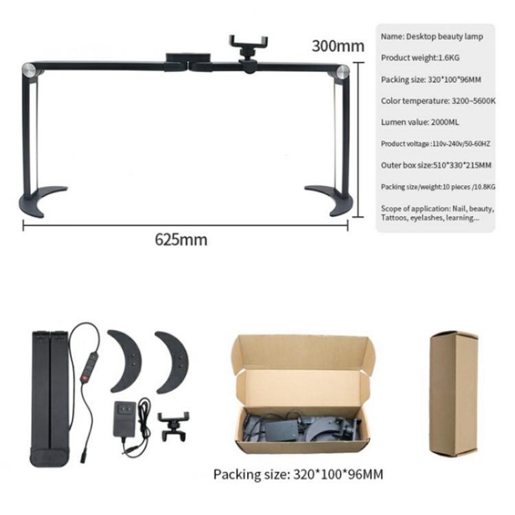 M21X 35W Beauty Tattoo Eyebrow Eyelash Nail Art Lighting Lamp with Phone Stand, Plug:AU Plug(Black) - Selfie Light by buy2fix | Online Shopping UK | buy2fix