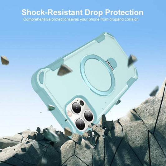 For iPhone 12 Pro Yingcai Gears MagSafe Holder Shockproof Phone Case(Blue) - iPhone 12 / 12 Pro Cases by buy2fix | Online Shopping UK | buy2fix