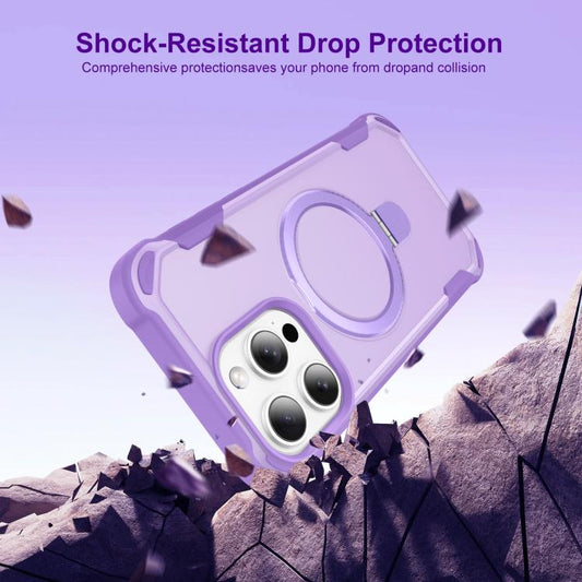 For iPhone 13 Pro Max Yingcai Gears MagSafe Holder Shockproof Phone Case(Purple) - iPhone 13 Pro Max Cases by buy2fix | Online Shopping UK | buy2fix