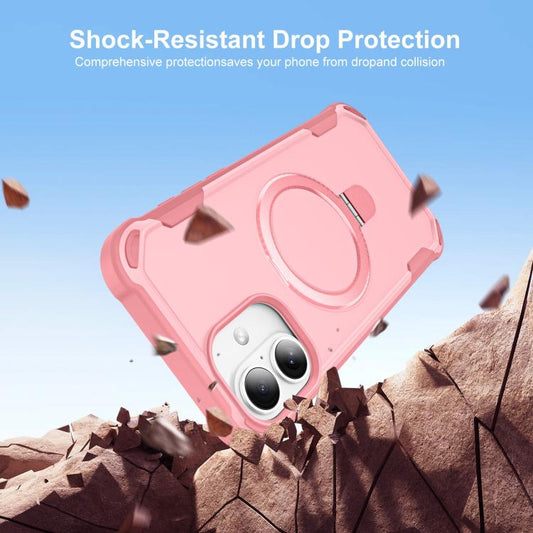 For iPhone 16 Yingcai Gears MagSafe Holder Shockproof Phone Case(Pink) - iPhone 16 Cases by buy2fix | Online Shopping UK | buy2fix