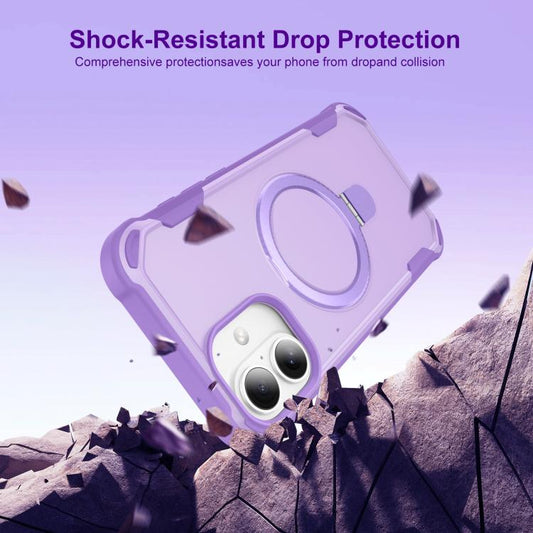 For iPhone 16 Plus Yingcai Gears MagSafe Holder Shockproof Phone Case(Purple) - iPhone 16 Plus Cases by buy2fix | Online Shopping UK | buy2fix