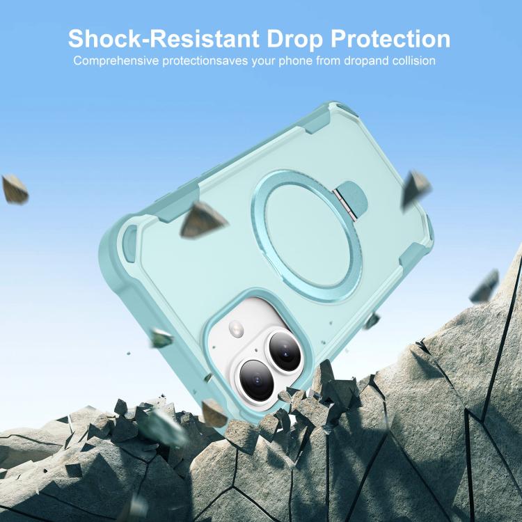 For iPhone 16 Plus Yingcai Gears MagSafe Holder Shockproof Phone Case(Blue) - iPhone 16 Plus Cases by buy2fix | Online Shopping UK | buy2fix