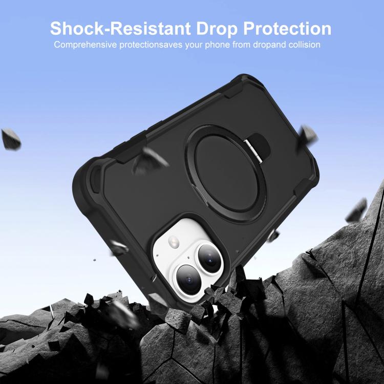 For iPhone 16 Plus Yingcai Gears MagSafe Holder Shockproof Phone Case(Black) - iPhone 16 Plus Cases by buy2fix | Online Shopping UK | buy2fix