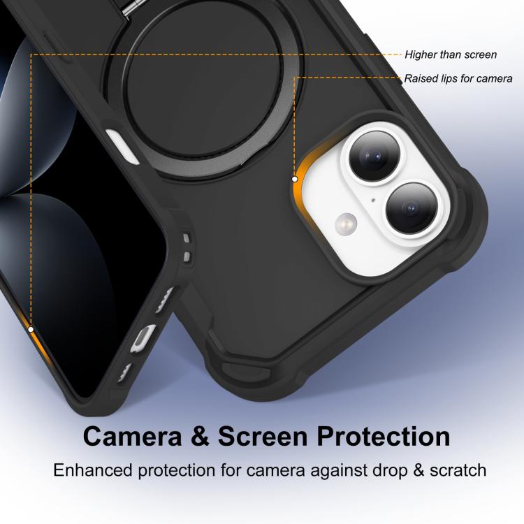 For iPhone 16 Plus Yingcai Gears MagSafe Holder Shockproof Phone Case(Black) - iPhone 16 Plus Cases by buy2fix | Online Shopping UK | buy2fix
