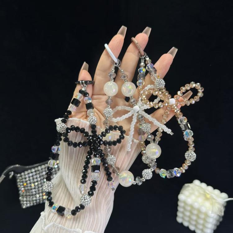 Luminous Round Bead Double Chain Phone Chain(Black) - Lanyards & Wrist Straps by buy2fix | Online Shopping UK | buy2fix