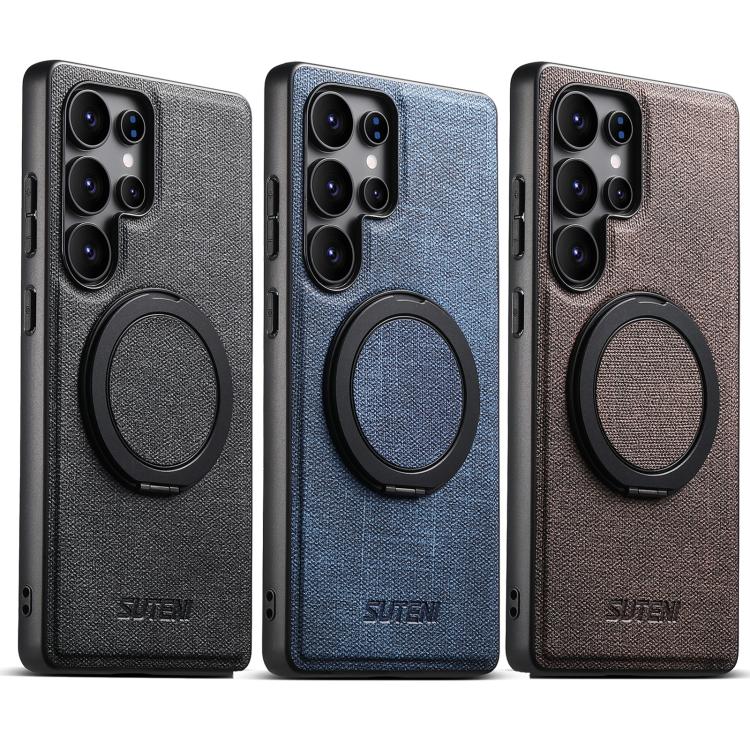 For Samsung Galaxy S23 Ultra 5G Suteni G3 Oil Wax 360 Rotation Holder MagSafe Back Phone Case(Blue) - Galaxy S23 Ultra 5G Cases by Suteni | Online Shopping UK | buy2fix