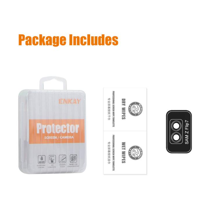 For Samsung Galaxy Z Flip7 ENKAY Hat-Prince 9H Rear Camera Lens Aluminium Alloy Tempered Glass Film(Black) - Galaxy Z Flip7 5G Tempered Glass by ENKAY | Online Shopping UK | buy2fix