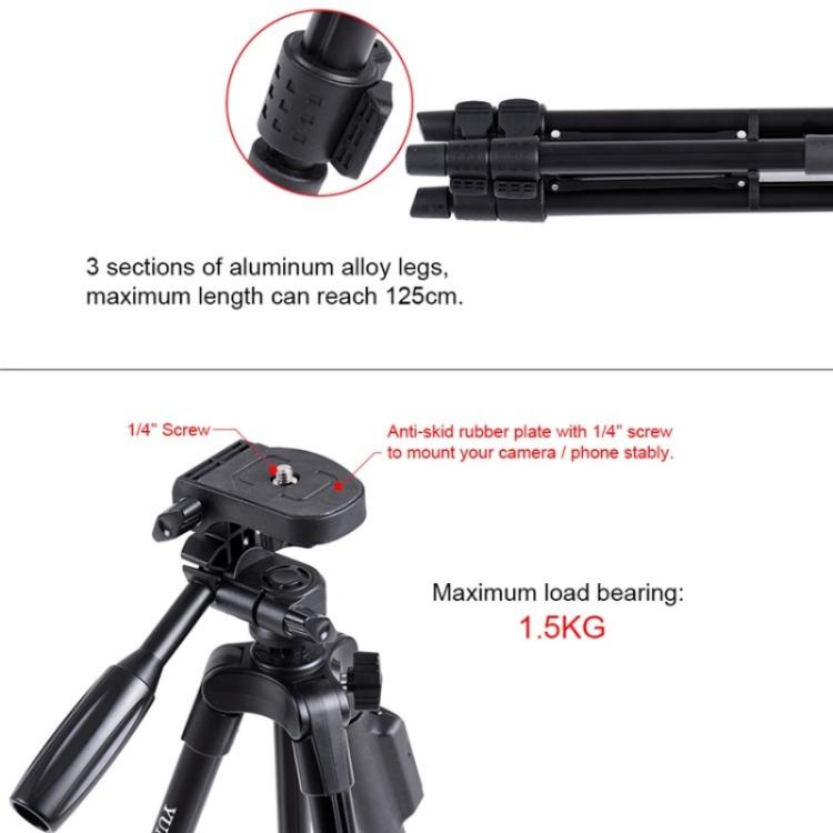 YUNTENG 5208 Professional Tripod Stand with BT Remote For DSLR SLR Camera Phone - Tripods by YUNTENG | Online Shopping UK | buy2fix