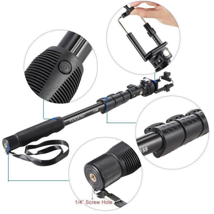 YUNTENG 1188 Retractable 3.5mm Wired Selfie Stick Monopod - Selfie Sticks by YUNTENG | Online Shopping UK | buy2fix