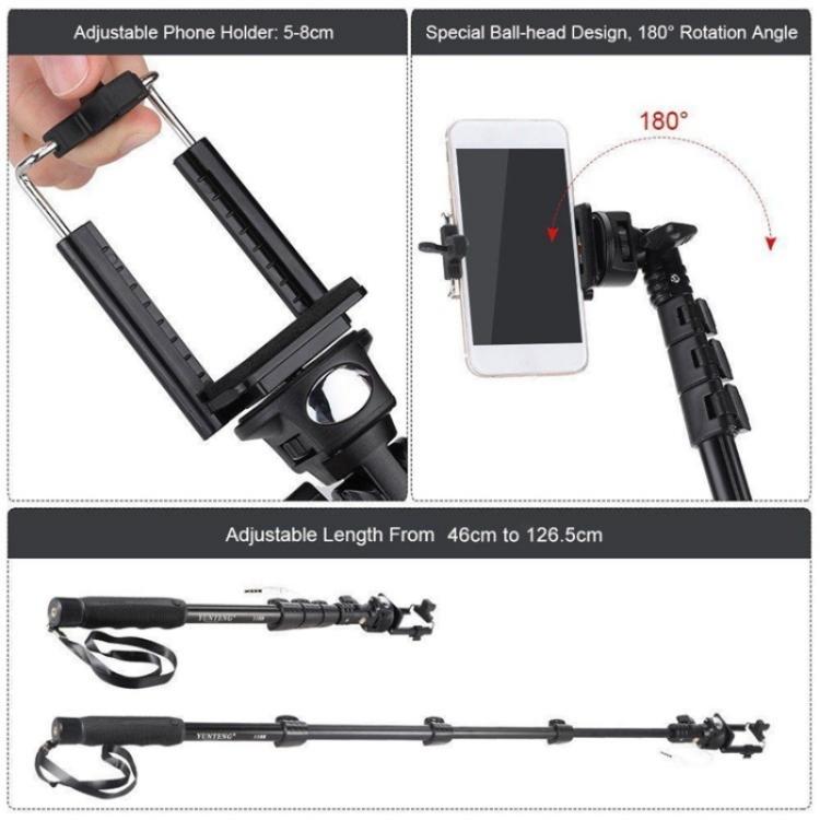 YUNTENG 1188 Retractable 3.5mm Wired Selfie Stick Monopod - Selfie Sticks by YUNTENG | Online Shopping UK | buy2fix