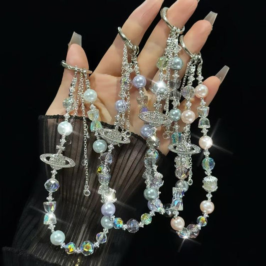 Asteroid Pearl Mobile Phone Chain(Purple) - Lanyards & Wrist Straps by buy2fix | Online Shopping UK | buy2fix