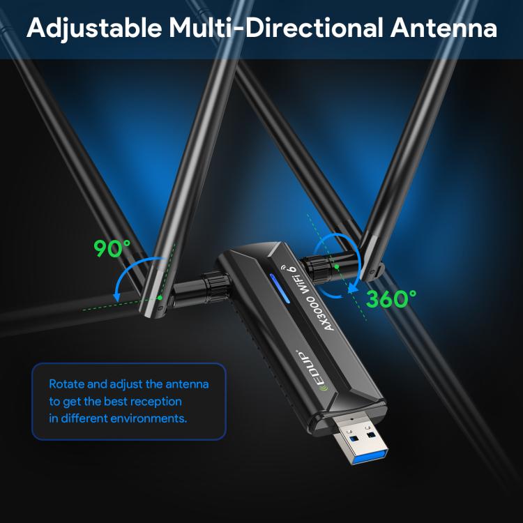 EDUP EP-AX1672 AX3000 USB 3.0 Wireless WiFi 6E Adapter 802.11g High Power Wireless USB Adapter 2.4GHz & 5GHz & 6GHz with Chipset MT7621AU - USB Network Adapter by EDUP | Online Shopping UK | buy2fix