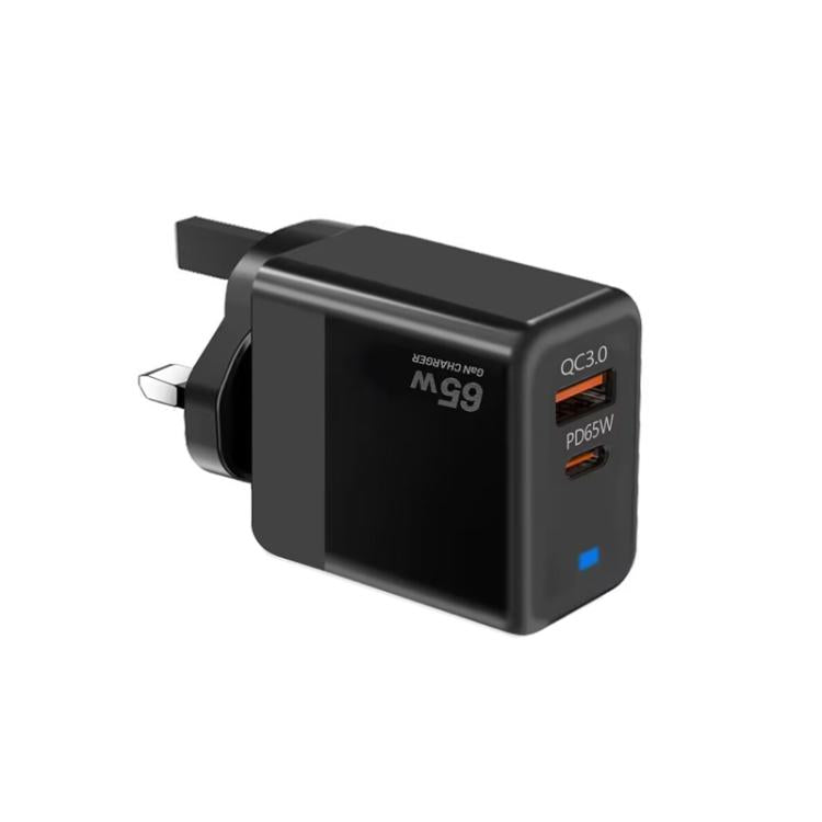 GaN PD 45W + QC3.0 USB Fully Compatible Protocol Charger for MacBook,UK Plug(Black) - Cable & Adapter by buy2fix | Online Shopping UK | buy2fix