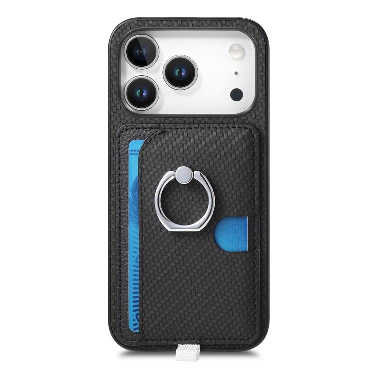 For iPhone 17 Pro Max Carbon Fiber Ring Side Insert Card Bag MagSafe Phone Case(Black) - iPhone 17 Pro Max Cases by buy2fix | Online Shopping UK | buy2fix