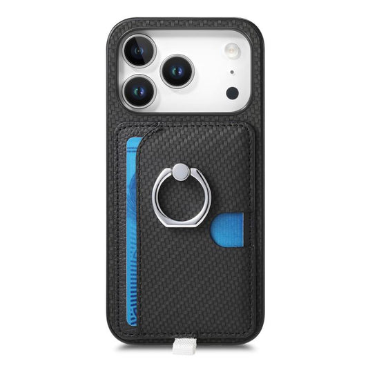 For iPhone 17 Pro Max Carbon Fiber Ring Side Insert Card Bag MagSafe Phone Case(Black) - iPhone 17 Pro Max Cases by buy2fix | Online Shopping UK | buy2fix