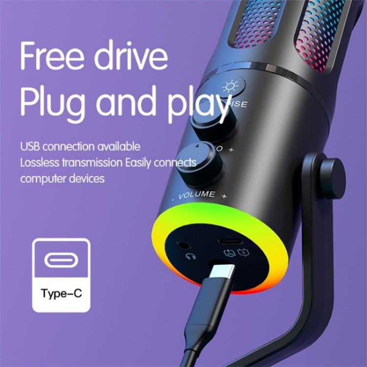 SU8 RGB Light Noise Reduction Desktop Microphone for Live Streaming / Recording / Gaming - Microphone by buy2fix | Online Shopping UK | buy2fix