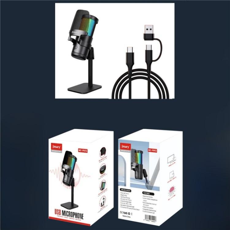 JMARY MC-PW13 360 Degree Rotating RGB Light Desktop Microphone - Microphone by Jmary | Online Shopping UK | buy2fix