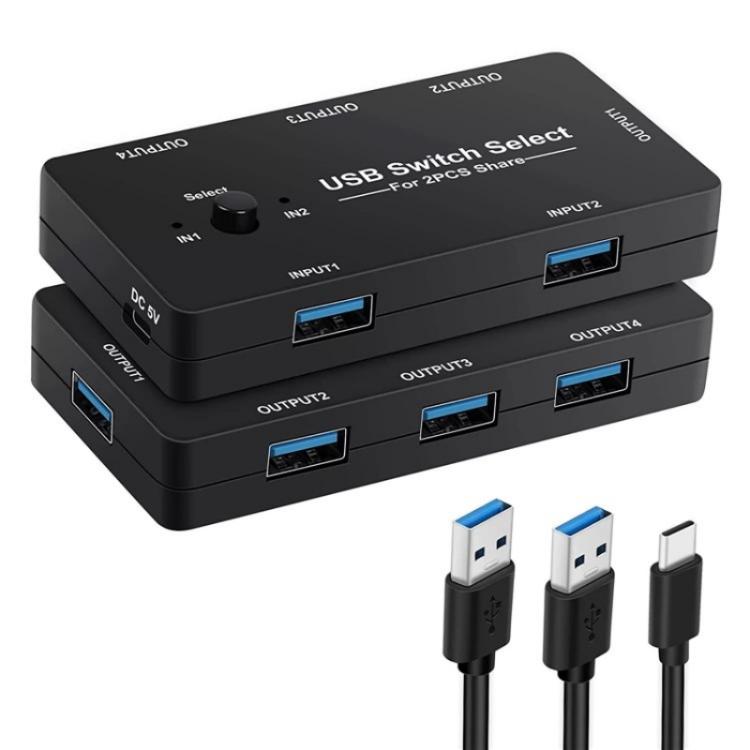 U7 PC Game Console 4 In 1 USB Switch HUB 2 Input 4 Output KVM Splitter USB Shared Switcher - Switch by buy2fix | Online Shopping UK | buy2fix