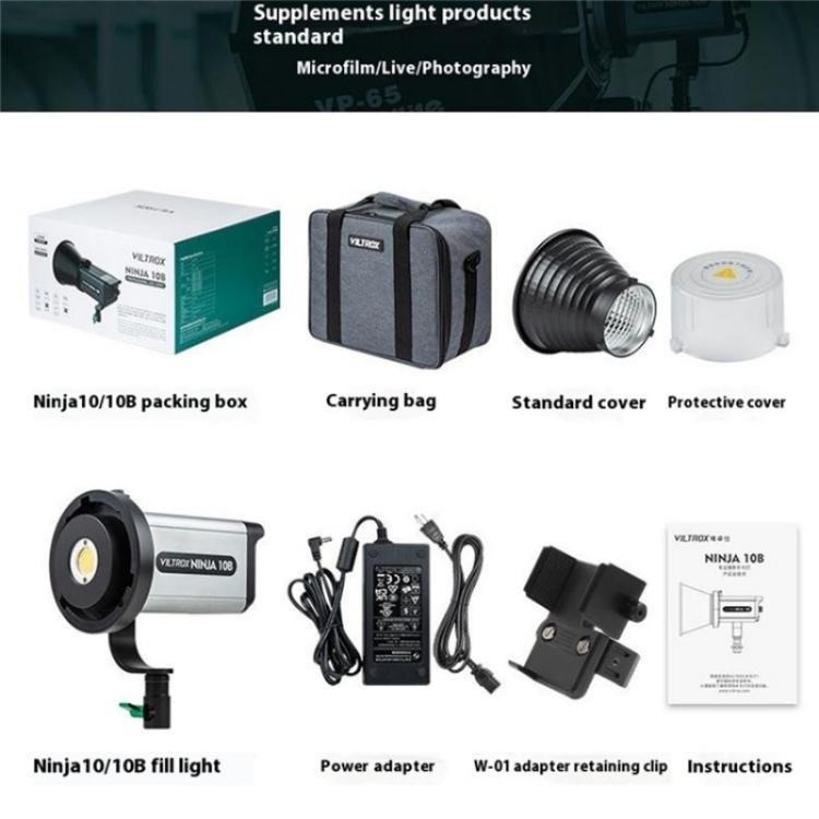 VILTROX Ninja 10B 2800-6800K Photography Studio Streaming Fill Light 120W LED Video Light(UK Plug) - by buy2fix | Online Shopping UK | buy2fix