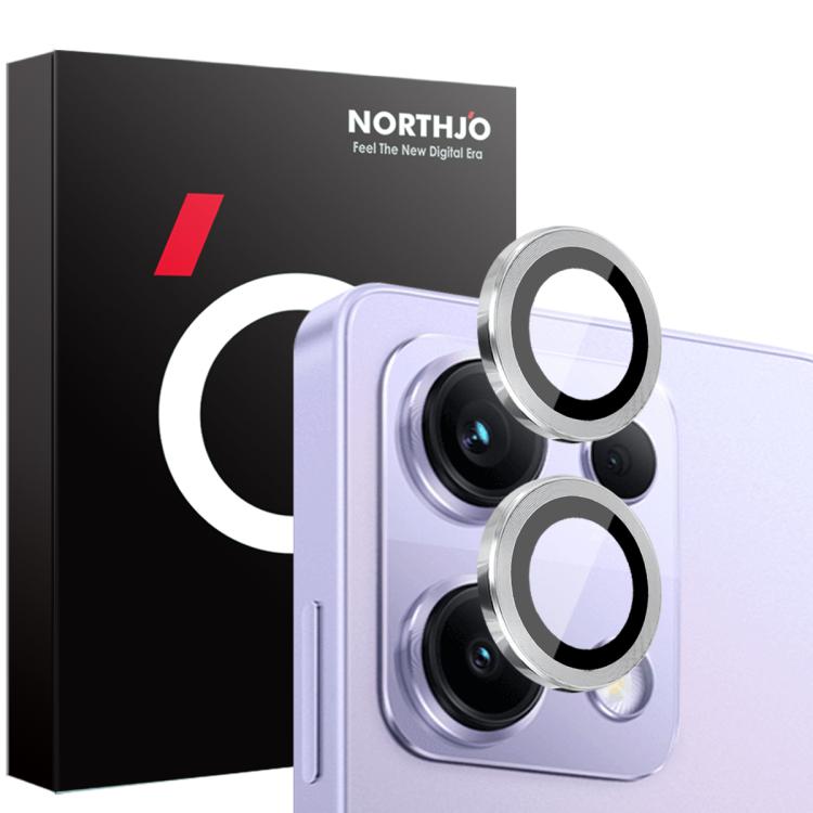 For Xiaomi Redmi Note 14S 4G NORTHJO Camera Lens Protector CD Metal Ring Tempered Glass Film(Silver) - by NORTHJO | Online Shopping UK | buy2fix