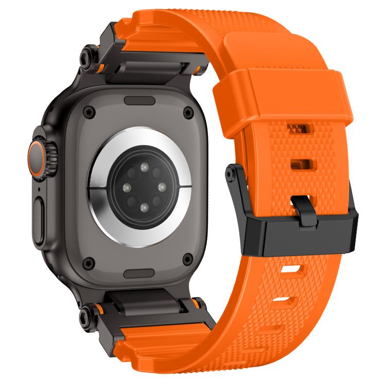 For Apple Watch 46mm / 49mm / 45mm / 44mm Kalebol Outdoor Explorer Metal Connector TPU Watch Band(Black Orange) - Watch Bands by Kalebol | Online Shopping UK | buy2fix