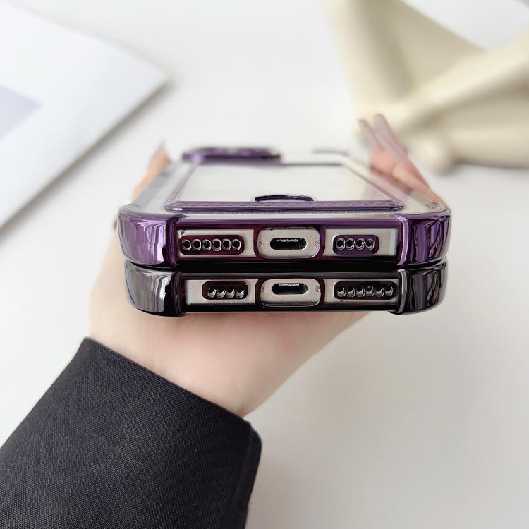 For iPhone Air Four-cornered Glitter Electroplated Card Bag TPU Phone Case(Purple) - iPhone Air Cases by buy2fix | Online Shopping UK | buy2fix
