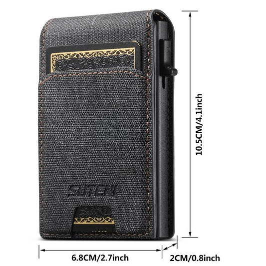 Suteni Denim Pattern Button Automatically Pops Out the Card Box(Black) - Wallets by Suteni | Online Shopping UK | buy2fix