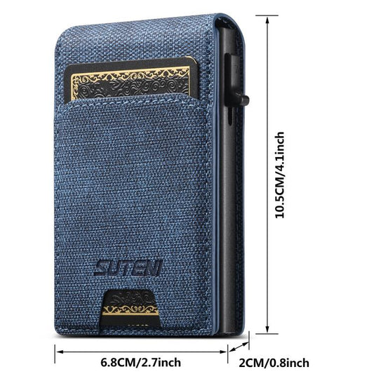 Suteni Denim Pattern Button Automatically Pops Out the Card Box(Blue) - Wallets by Suteni | Online Shopping UK | buy2fix