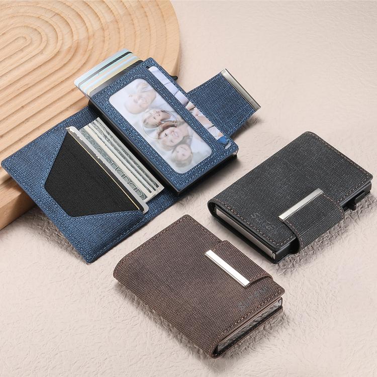 Suteni Denim Buckle Button Automatically Pops Out the Card Box(Brown) - Wallets by Suteni | Online Shopping UK | buy2fix