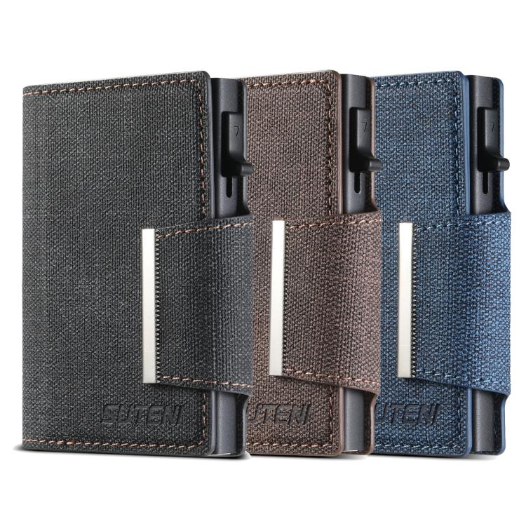 Suteni Denim Buckle Button Automatically Pops Out the Card Box(Brown) - Wallets by Suteni | Online Shopping UK | buy2fix