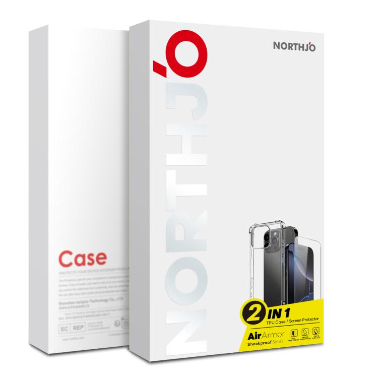 For iPhone 15 Pro NORTHJO 2 in 1 TPU Airbag Shockproof Phone Case with Screen Film(Clear) - iPhone 15 Pro Cases by NORTHJO | Online Shopping UK | buy2fix