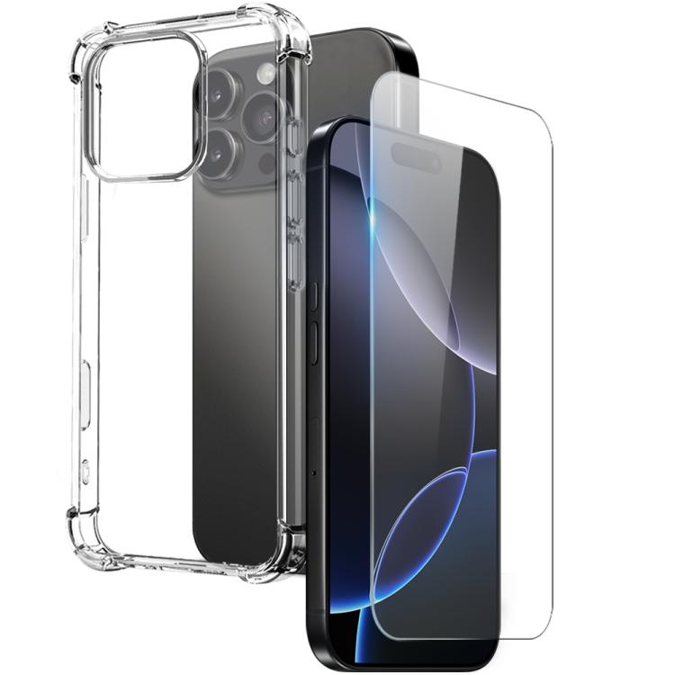 For iPhone 16 Pro Max NORTHJO 2 in 1 TPU Airbag Shockproof Phone Case with Screen Film(Clear) - iPhone 16 Pro Max Cases by NORTHJO | Online Shopping UK | buy2fix