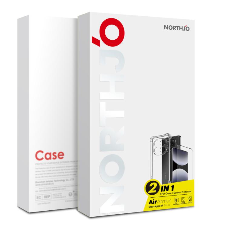 For Redmi Note 14 4G 164.84mm NORTHJO 2 in 1 TPU Airbag Shockproof Phone Case with Screen Film(Clear) - Note 14 Cases by NORTHJO | Online Shopping UK | buy2fix