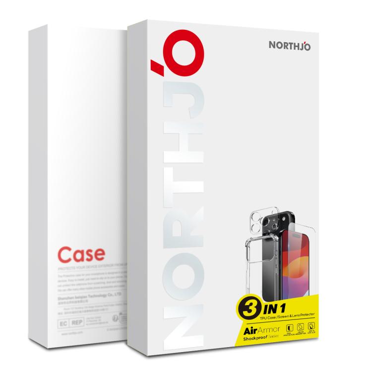 For iPhone 17 Pro Max NORTHJO 3 in 1 TPU Airbag Shockproof Phone Case with Screen Protector Lens Film(Clear) - iPhone 17 Pro Max Cases by NORTHJO | Online Shopping UK | buy2fix